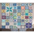 thumbnail image 1 of Ambesonne Colorful Curtains 2 Panel Set, Mediterranean Flora Tiles, 108" x 84", Multicolor, 1 of 3