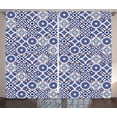 thumbnail image 1 of Ambesonne Moroccan Curtains 2 Panel Set, Old Retro Tiles, 108" x 84", Grey Blue, 1 of 3