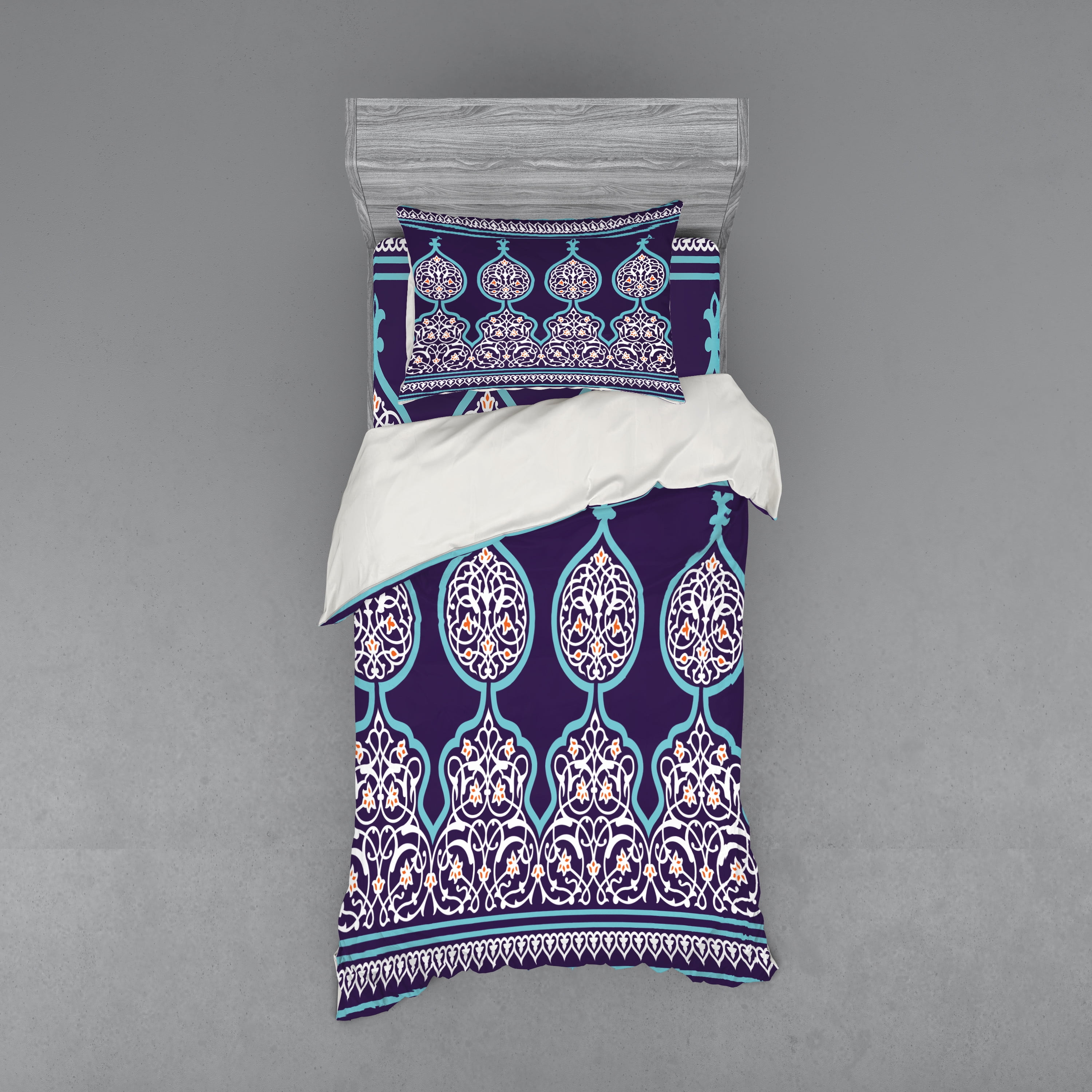 Twin Teal and Royal Blue Ikat Duvet Cover Set