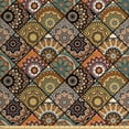 thumbnail image 1 of Moroccan Fabric by the Yard, Mexican Ornaments with Abstract Old Fashioned Mandala Checkered, Decorative Upholstery Fabric for Sofas and Home Accents, Multicolor by Ambesonne, 1 of 4