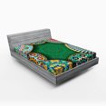 thumbnail image 1 of Moroccan Fitted Sheet, Oriental Motif with Mix of Hippie Retro Circle Morocco Mosaic Lines Design, Soft Decorative Fabric Bedding, Queen Size, Multicolor, by Ambesonne, 1 of 2