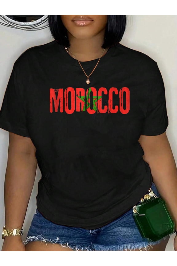 Moroccan Flag Morocco Soccer Jersey for Men Women Boys Girls Relaxed Fit Classic Comfort Cotton T-Shirt Women's Men's Graphic Tee Crew Neck summer vacation Tops
