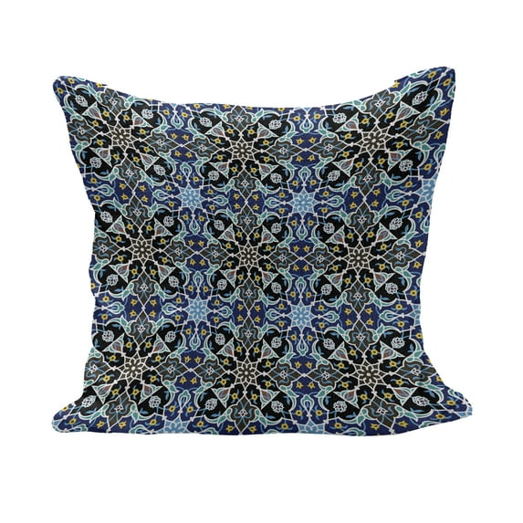 Moroccan Fluffy Throw Pillow Cushion Cover, Bohemian Eastern Pattern with Interlacing Lines Historical Roman Influences, Decorative Square Accent Pillow Case, 24" x 24", Royal Blue, by Ambesonne