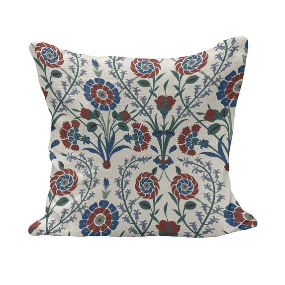 Moroccan Fluffy Throw Pillow Cushion Cover, Old Floral Ornament Pattern with Swirled Florets and Leaf Turkish Art, Decorative Square Accent Pillow Case, 40" x 40", Maroon Teal, by Ambesonne