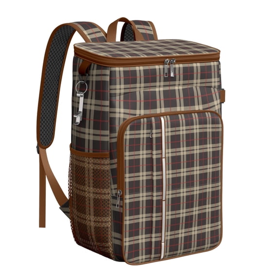 Moroccan Geometric Cooler Backpack - 20L Insulated Lunch Bag with Multiple Pockets for Camping & Picnics