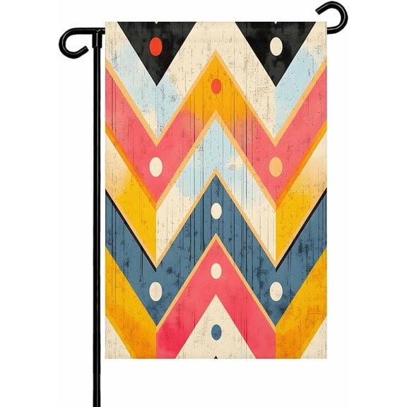 Moroccan Geometric Ethnic Pattern Garden Flags 12x18 Inch Double Sided Welcome Yard Flags for Outdoor Decor Zigzag Chevron Ripple Yard Outside Seasonal Decoration