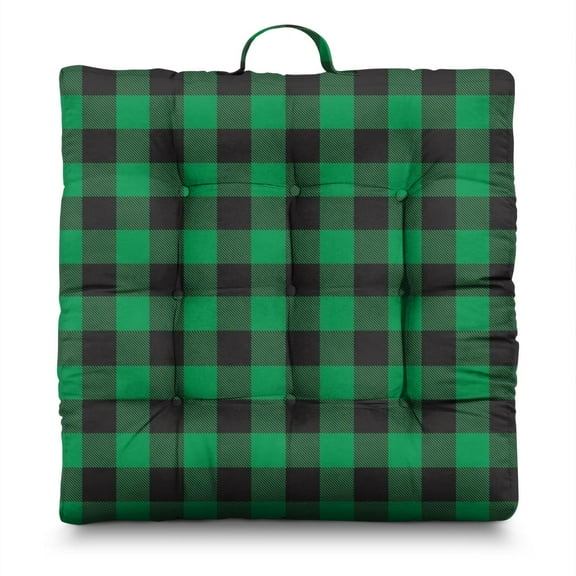 Moroccan Geometric Floor Cushion - Large Square Meditation Seat Pad, Retro Plaid Print, Sunlight-Activated Expansion, Ergonomic Support for Home & Office