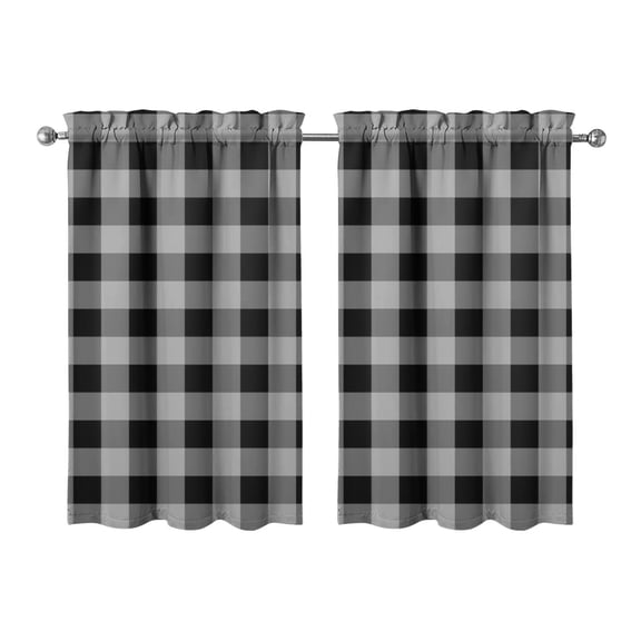 Moroccan Geometric Kitchen Curtains 2 Pack 27.5Wx39L Inch Tier Panels Semi-Sheer Rod Pocket Window Treatment Farmhouse Style