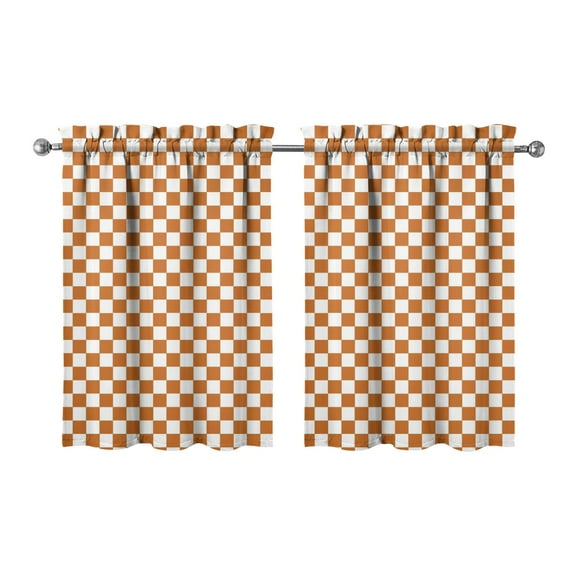 Moroccan Geometric Kitchen Curtains 2 Pack 27.5x36 Inch Tier Panels Semi-Sheer Rod Pocket Window Treatment Farmhouse Style