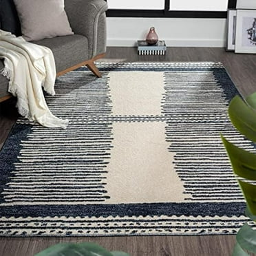 Moroccan Geometric Navy 5x7 Area Rug