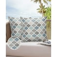 thumbnail image 1 of Moroccan Geometric Quatrefoil Plaid Outdoor Pillow Covers Waterproof Throw Pillow Cover 20x20 Set of 2,Square Decorative Pillowcases Cushion Case for Patio Sofa Couch,Blue Grey Tile Lattice on Linen, 1 of 7
