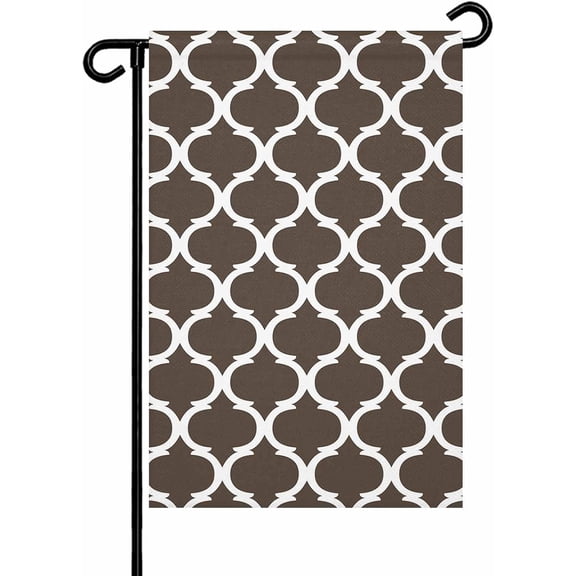 Moroccan Geometric Retro Pattern Garden Flags 12x18 Inch Double Sided Welcome Yard Flags for Outdoor Decor Watercolor Brown Back Yard Outside Seasonal Decoration