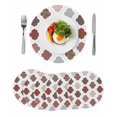 thumbnail image 1 of Moroccan Geometric Round 15 Inch Placemats Set of 6, Vintage Boho Rhombic Pattern Red Gray HeatResistant Non Slip Place Mats for Dining Table, Wipeable Braided Kitchen Table Mats for Housewarming, 1 of 9
