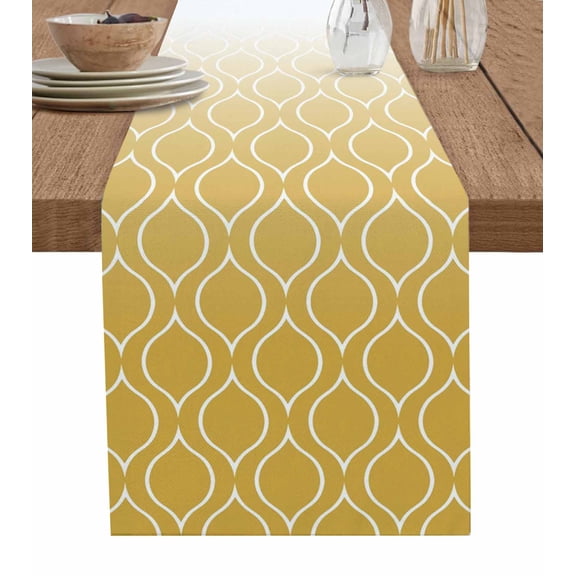 Moroccan Geometric Table Runner 36 Inches, Abstract Plaid Modern Ombre Bed Runner Dresser Scarves Tabletop for Indoor Outdoor Parties/Ceremony/Banquet, 13"x 36"
