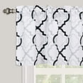 thumbnail image 1 of Moroccan Geometric Valance for Windows of Kitchen Bedroom, Modern Quatrefoil Trellis Printed Rod Pocket Short Valance Window Curtains, 52" X 18", Black, 1 of 6
