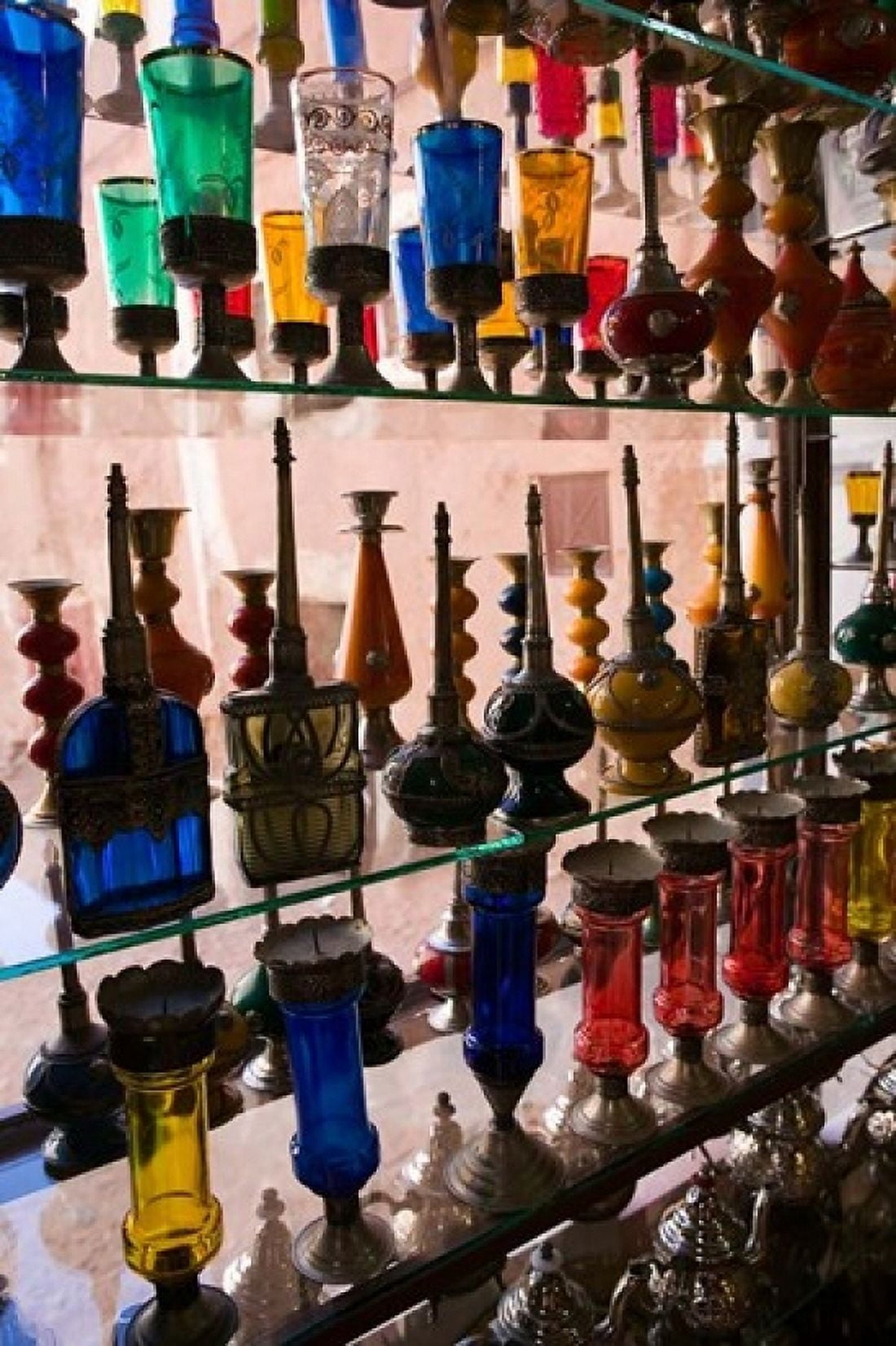 Moroccan Glassware Display Ouarzazate South of the High Atlas Morocco Canvas Art - Walter Bibikow DanitaDelimont (11 x 17)