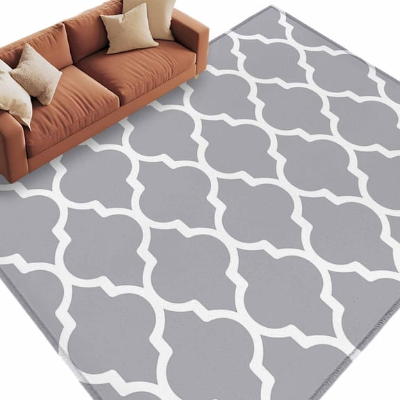 Moroccan Grey Large Area Rugs for Bedroom Living Room, Soft Non Slip Carpet Bedside Rug, Modern Abstract Geometric Minimalist Rectangular Floor Cover Kitchen Accent Rug 5'x8' for Dining Room/Office