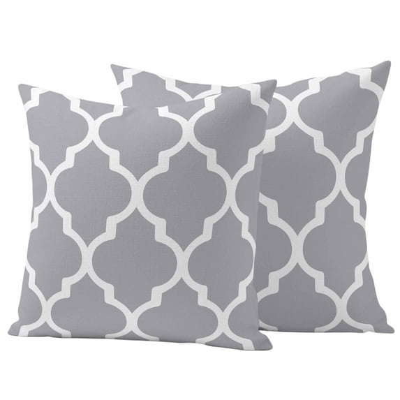 Moroccan Grey Outdoor Waterproof Pillow Covers, Modern Abstract Geometric Minimalist Decorative Square Throw Pillowcase Sofa Cushion Sham for Patio/Couch/Chair, 26"x26" 2 Pack