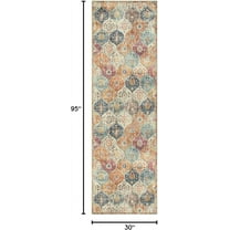 Moroccan Hallway Runner Rug, 2'6" x 8' Ultra-Thin Washable Runners for Hallways Kitchen, Oriental Laundry Room Rug Non-Slip Vintage Long Carpet for Entryway Bedroom Bathroom, Cream/Multi