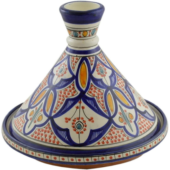 Moroccan Handmade Serving Tagine Exquisite Ceramic With Vivid colors Original 10 Inches in Diameter