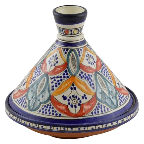 Moroccan Handmade Serving Tagine Exquisite Ceramic With colors Original Medium 10 inches Across
