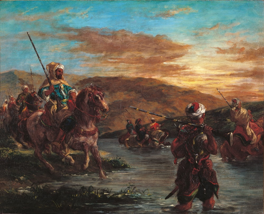 Moroccan Horsemen Crossing A Ford Canvas Art - (36 x 24)