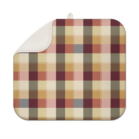 Moroccan Inspired Kitchen Drying Mat - Quick Dry Microfiber Dish Rack Pad - Multipurpose 3-Layer Heat Resistant Mat - Space Saving Foldable Design