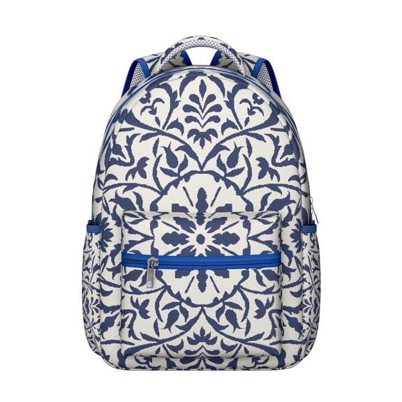 Moroccan Inspired Tribal Print Rucksack - Spacious 17" Laptop Compartment | Water-Resistant Bohemian College Backpack, Vintage Earth Tone Daypack for Textbooks & Notebooks