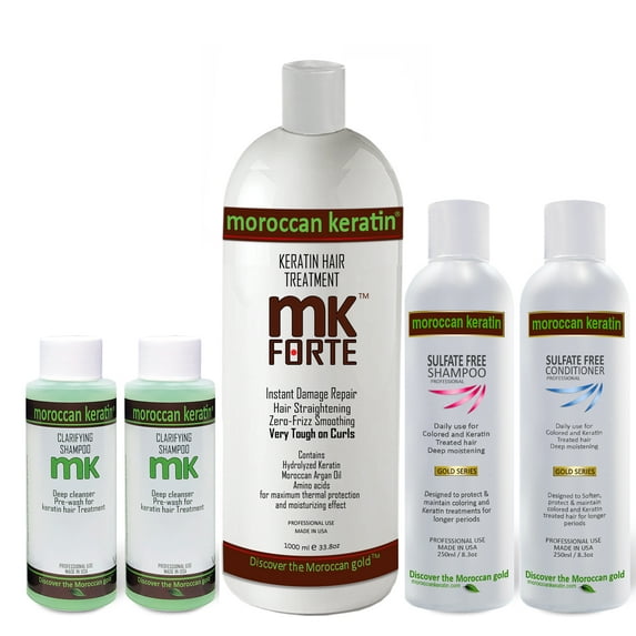 Moroccan Keratin FORTE Most Effective Brazilian Keratin Hair Treatment 1000ml Set Professional Salon Results at home