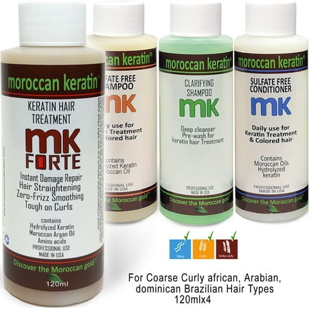 Moroccan Keratin FORTE Most Effective Brazilian Keratin Hair Treatment SET of 120ml x4 Professional Salon Results at home