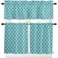 thumbnail image 1 of Moroccan Kitchen Curtains and Valances Set, Turquoise Geometric Rod Pocket Window Valance 18 Inch Farmhouse Abstract Modern Window Curtain Panels for Living Room Bedroom Laundry, 27.5x24in, 3 Pieces, 1 of 6