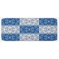 thumbnail image 1 of Moroccan Kitchen Mat, Turkish Portuguese Style Mosaic Ceramic Patterns Country Style Vintage Image, Plush Decorative Kitchen Mat with Non Slip Backing, 47" X 19", Navy Blue White, by Ambesonne, 1 of 1