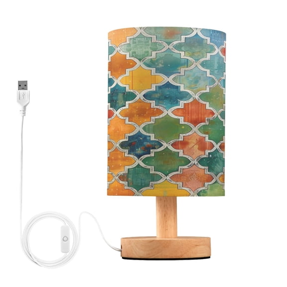 Moroccan Lattice Bedside Table Lamp Desk Warm Lights with USB Charging Port Cylinder LED Lamps for Bedroom Living Room Office