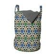 thumbnail image 1 of Moroccan Laundry Bag, Geometric Hexagonal Pattern Stars Style Eastern Zellige Art, Hamper Basket with Handles Drawstring Closure for Laundromats, 13" x 19", Green Blue Black, by Ambesonne, 1 of 4