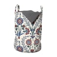 thumbnail image 1 of Moroccan Laundry Bag, Old Floral Ornament Pattern with Swirled Florets and Leaf Turkish Artwork, Hamper Basket with Handles Drawstring Closure for Laundromats, 13" x 19", Maroon Teal, by Ambesonne, 1 of 4