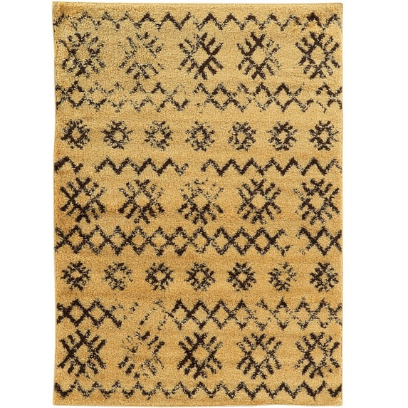 Moroccan Mekenes Camel Area Rug 8x10 Modern Style Neutral Shag Design