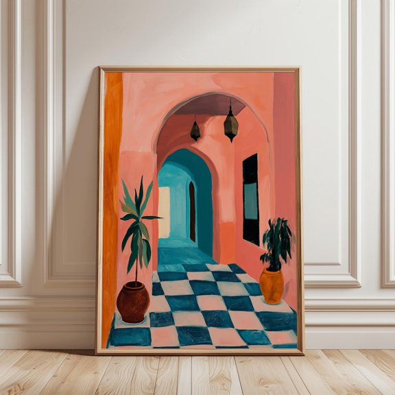 Moroccan Morocco Riad Exotic Boho Travel Poster