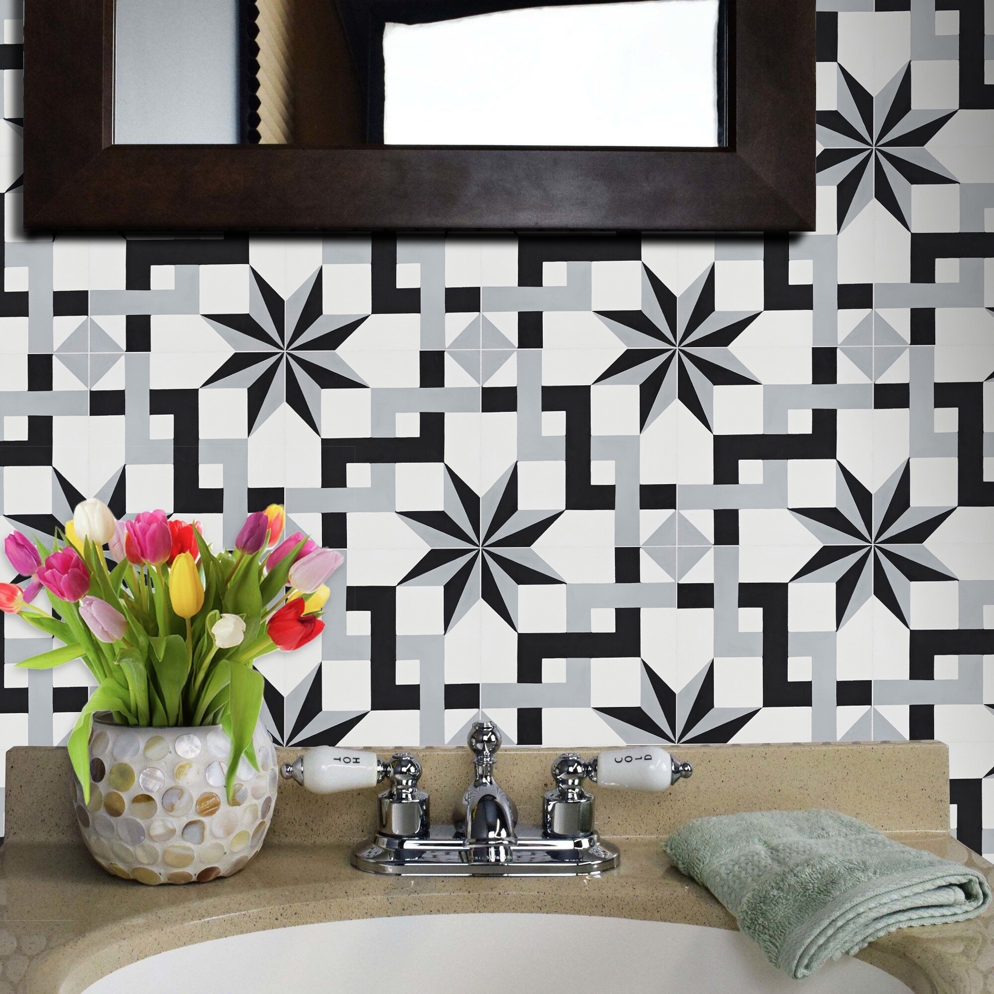 Federa Cuscino 43x43 Cm In Stile Mosaico Spagnolo Marocchino - Arabesco Moresco Multicolore