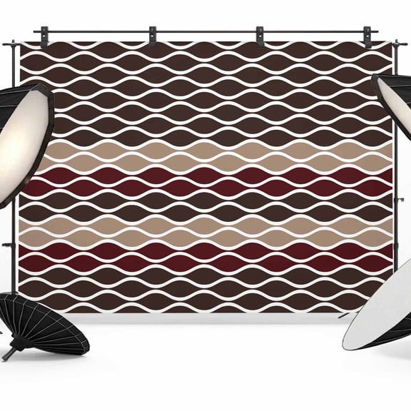 Moroccan Ombre Dark Brown Photography Backdrop 8x6FT, Abstract Wave Lines Retro Photo Backdrops, Background for Photography Studio Photo Studio Background, Back Drop for Photoshoot