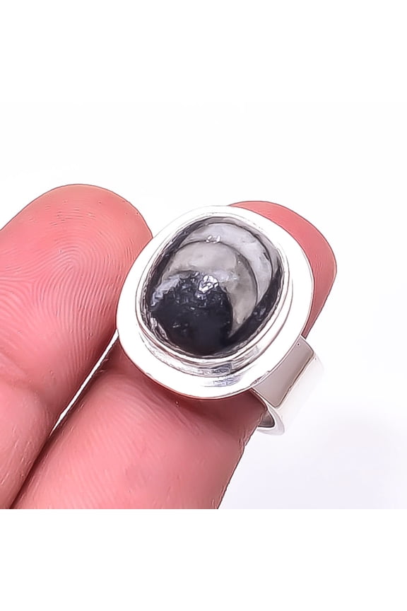 Moroccan Orthoceras - Fossil Designer Handmade 925 Sterling Silver Ring S.7.5 R951042027