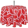 thumbnail image 1 of Moroccan Outdoor Round Tablecloth with Umbrella Hole and Zipper, 60 Inch Red, Waterproof Wrinkle Free Table Cloth Decorative Fabric Washable Table Cover for Patio, Party, Picnic, 1 of 6
