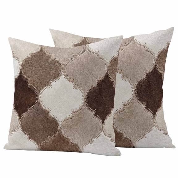 Moroccan Patchwork Outdoor Waterproof Throw Pillow Covers Set of 2, 26"x26", Western Ethnic Abstract Brown Beige Cream Fur Style Decorative Pillow Covers Outside Cushion Case for Patio Porch Garden
