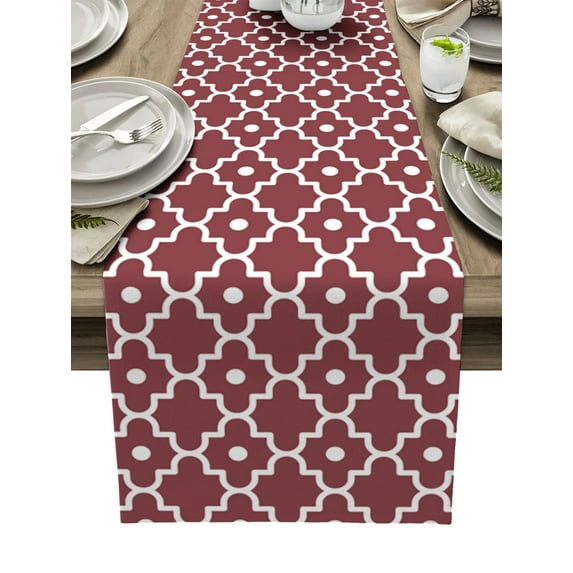 Moroccan Pattern Dark Blue Geometric Table Runner Home Wedding Table Mat Centerpieces Decoration Party Dining Long Tablecloth
