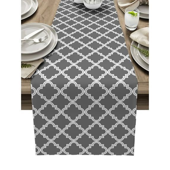 Moroccan Pattern Dark Blue Geometric Table Runner Home Wedding Table Mat Centerpieces Decoration Party Dining Long Tablecloth