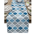 thumbnail image 1 of Moroccan Pattern Dark Blue Geometric Table Runner Home Wedding Table Mat Centerpieces Decoration Party Dining Long Tablecloth, 1 of 5