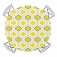thumbnail image 1 of Moroccan Pattern Elastic Fitted Round Table Cover Geometric Trellis Yellow Grey Waterproof Outdoor Tablecloth for Holiday Party, Picnic, Patio & Dining Fits Tables Up to 45"-54", 1 of 8