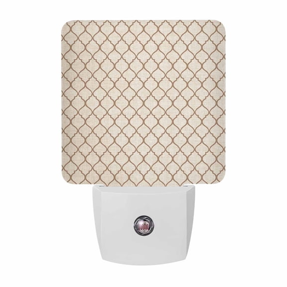Moroccan Pattern Plug-in LED Night Lights Rustic Vintage Khaki Auto Dusk-to-Dawn Sensor for Bedroom, Bathroom, Kitchen, Nursery, Hallway, Stairs, Wall Home Decor