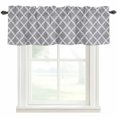thumbnail image 1 of Moroccan Pattern Window Valance Curtain Geometric Trellis Grey Rod Pocket Short Curtain for Living Room, Bedroom & Kitchen Window Decor 60x18in, 1 of 8