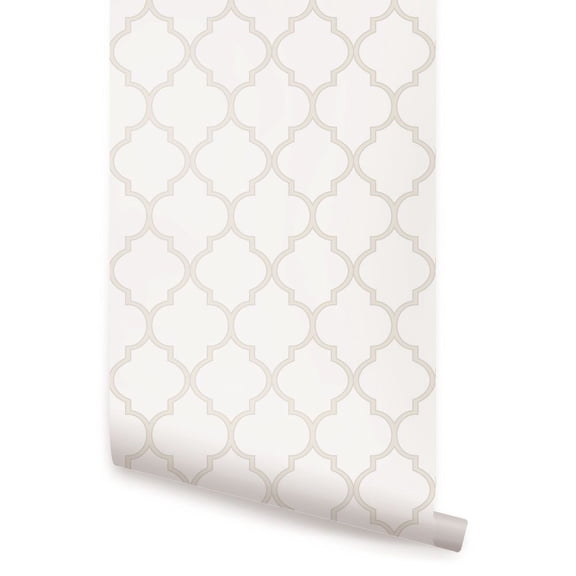 Moroccan Peel and Stick Vinyl Wallpaper Roll-Beige, 24 inches wide x 108 inches long by Simple Shapes