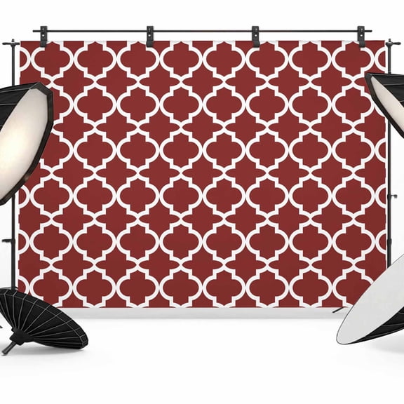 Moroccan Photography Backdrop 8x6FT, Red Geometric Photo Backdrops, Background for Photography Studio Photo Studio Background, Back Drop for Photoshoot